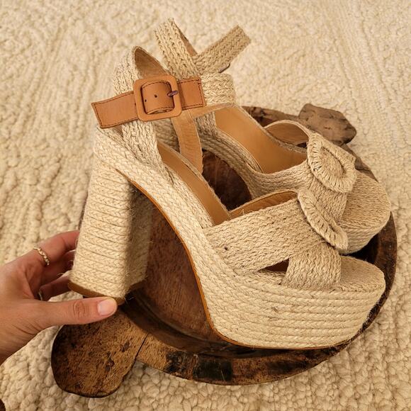 Castaner Amaia Platform Heels Espadrilles Woven Raffia Sz 9 - Picture 1 of 5
